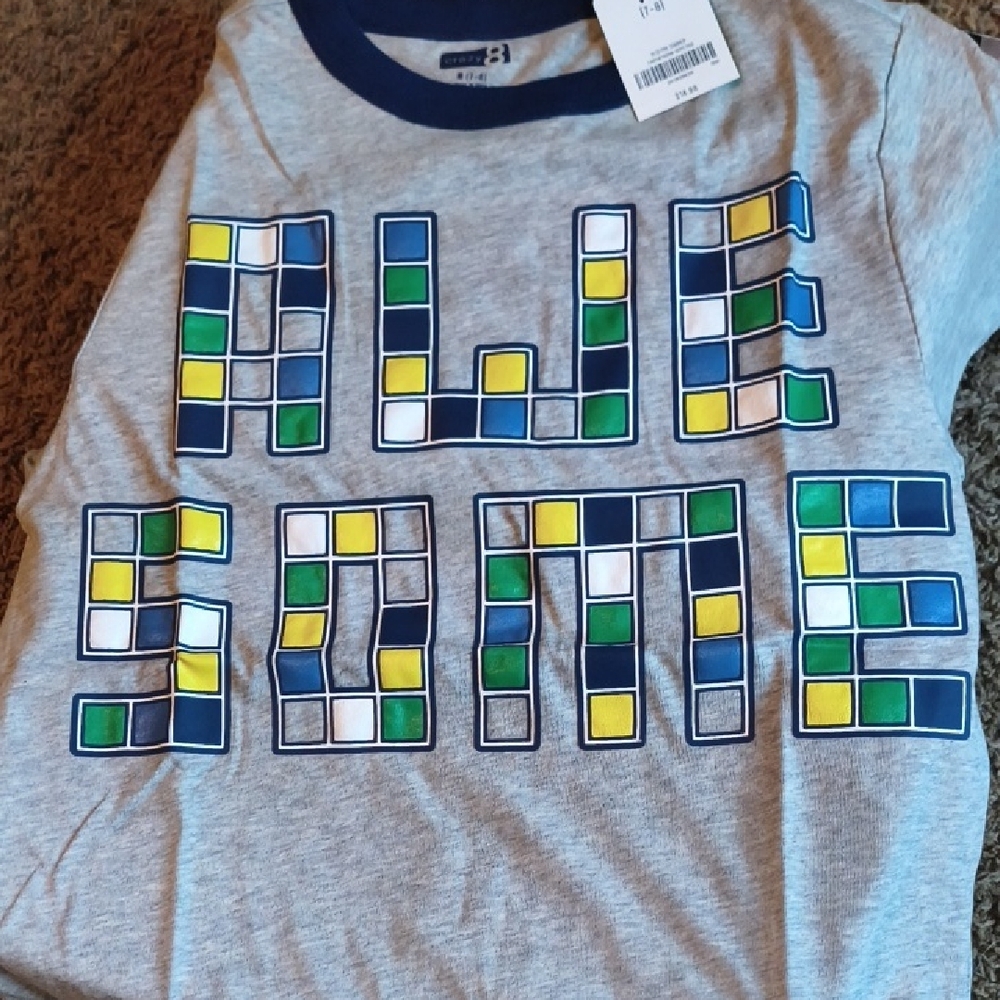 Crazy 8 Kids Graphic Tee - Gray with Colorful Blocks